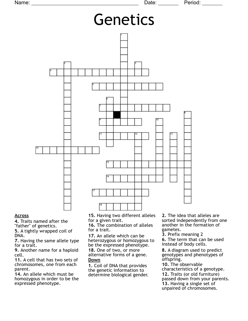 Genetics Crossword
