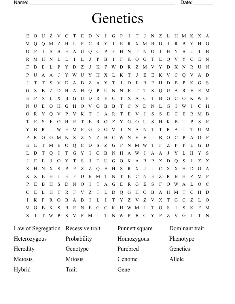 Genetics Word Search