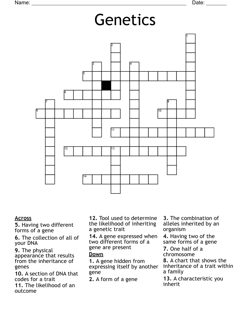 Genetics Crossword
