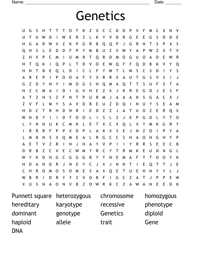 Genetics Word Search