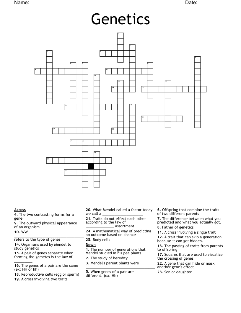 Genetics Crossword