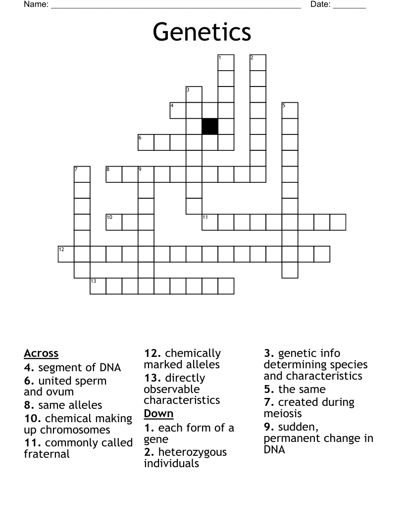 Genetics Crossword