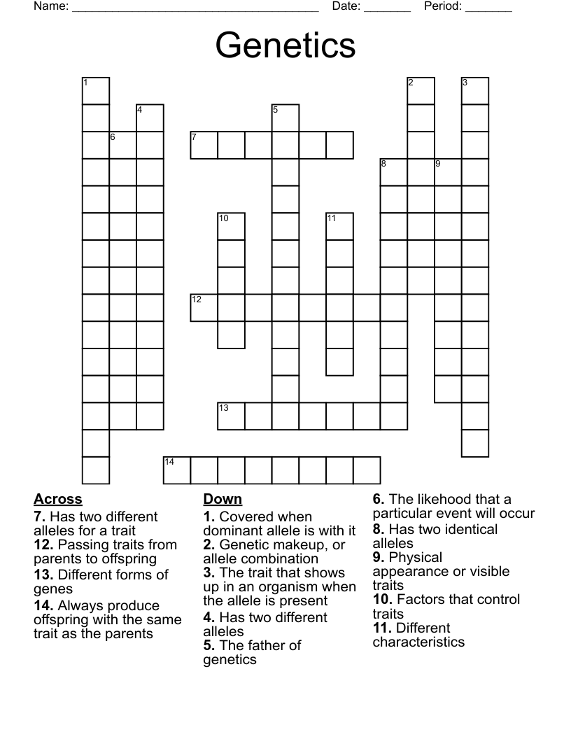 Genetics Crossword