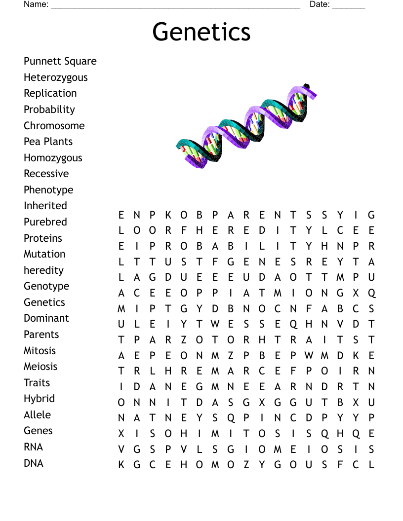 Genetics Word Search