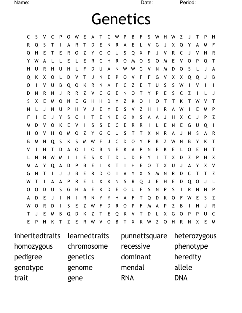 Genetics Word Search