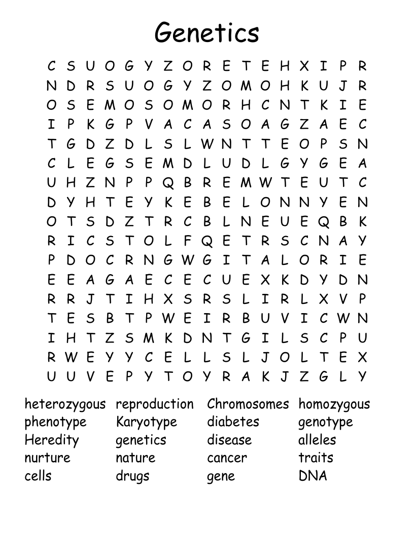 Genetics Word Search