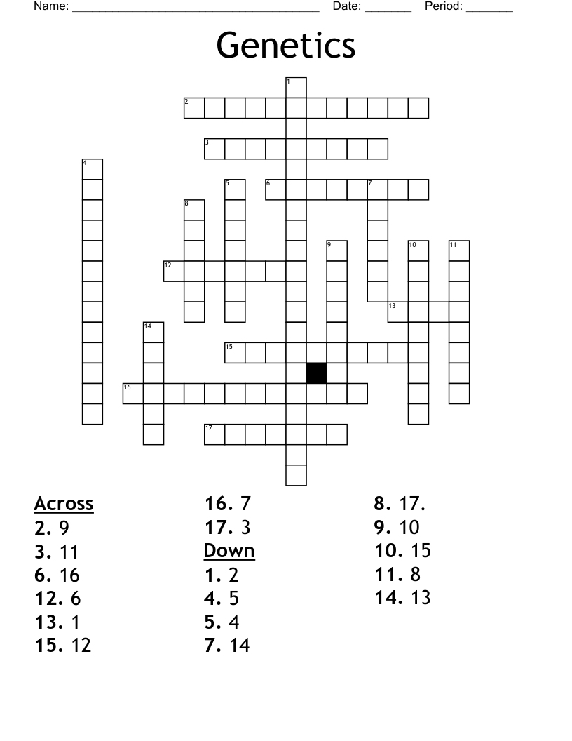 Genetics Crossword
