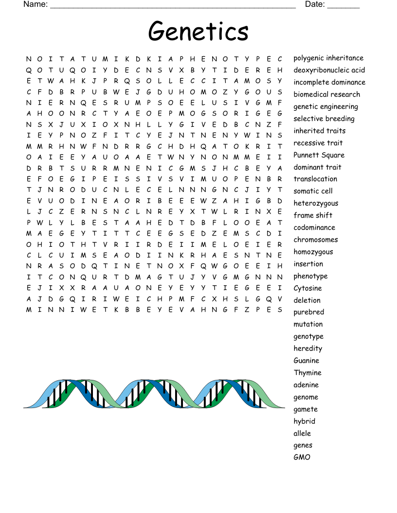Genetics Word Search