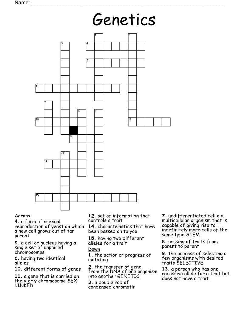 Genetics Crossword