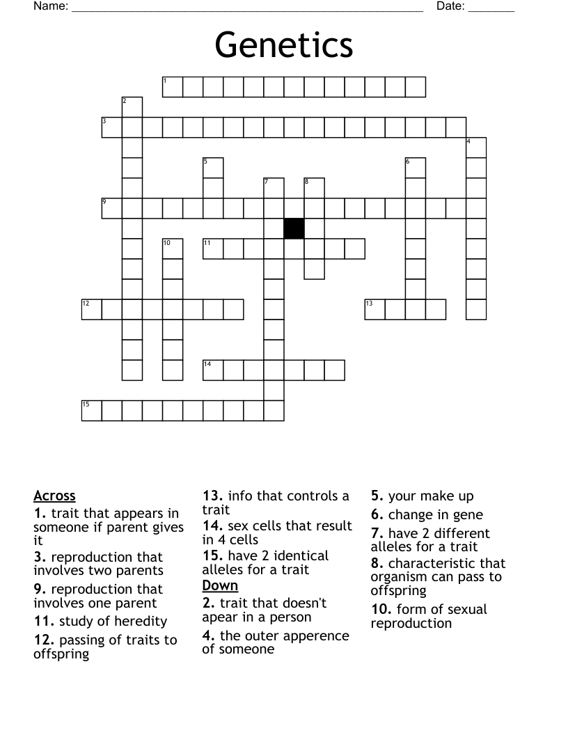 Genetics Crossword