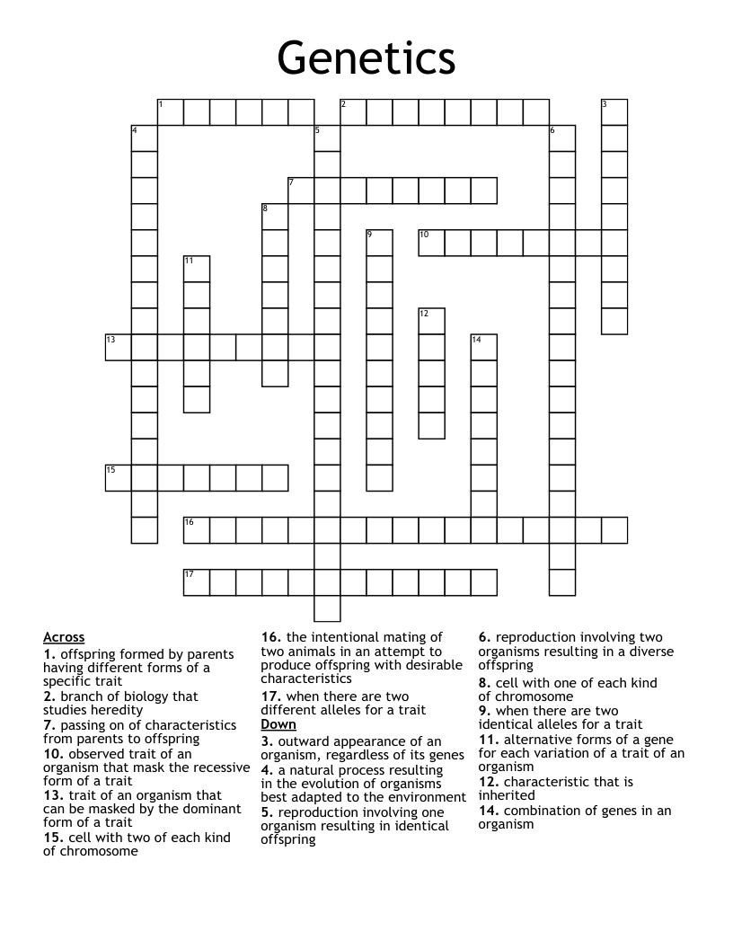 Genetics Crossword