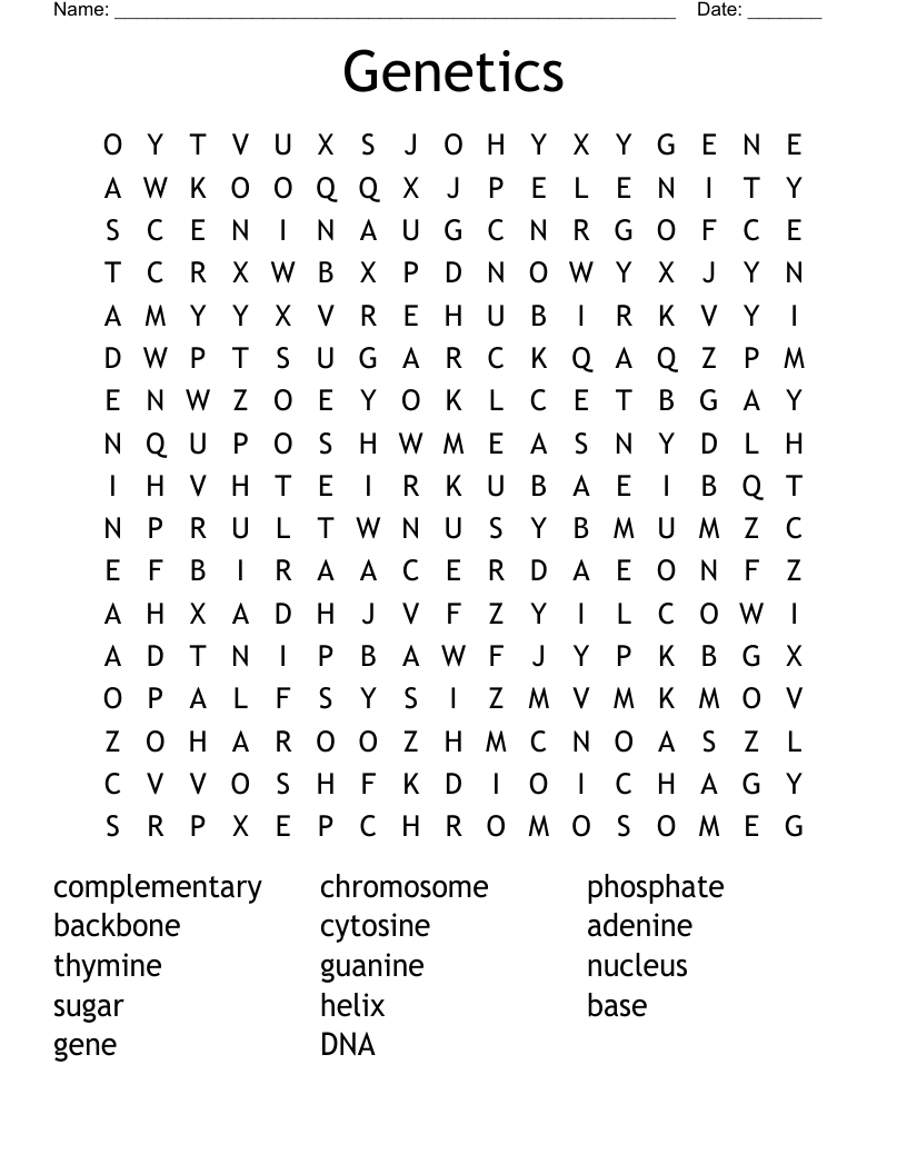 Genetics Word Search