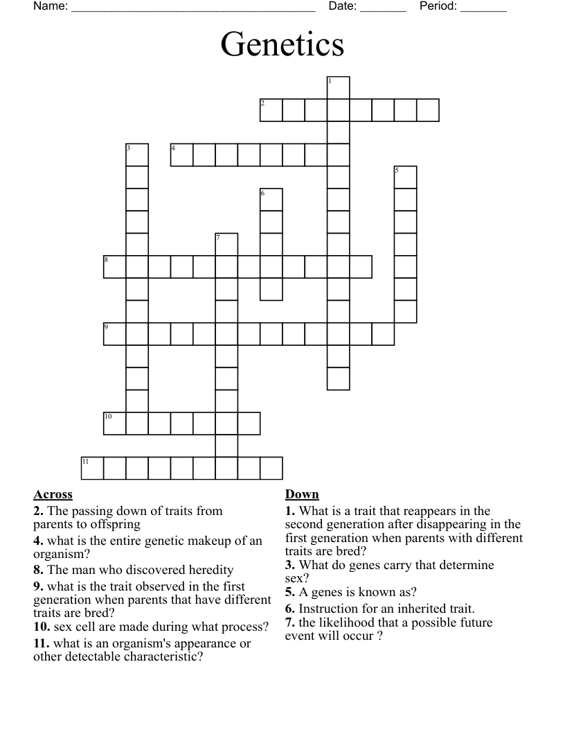 Genetics Crossword