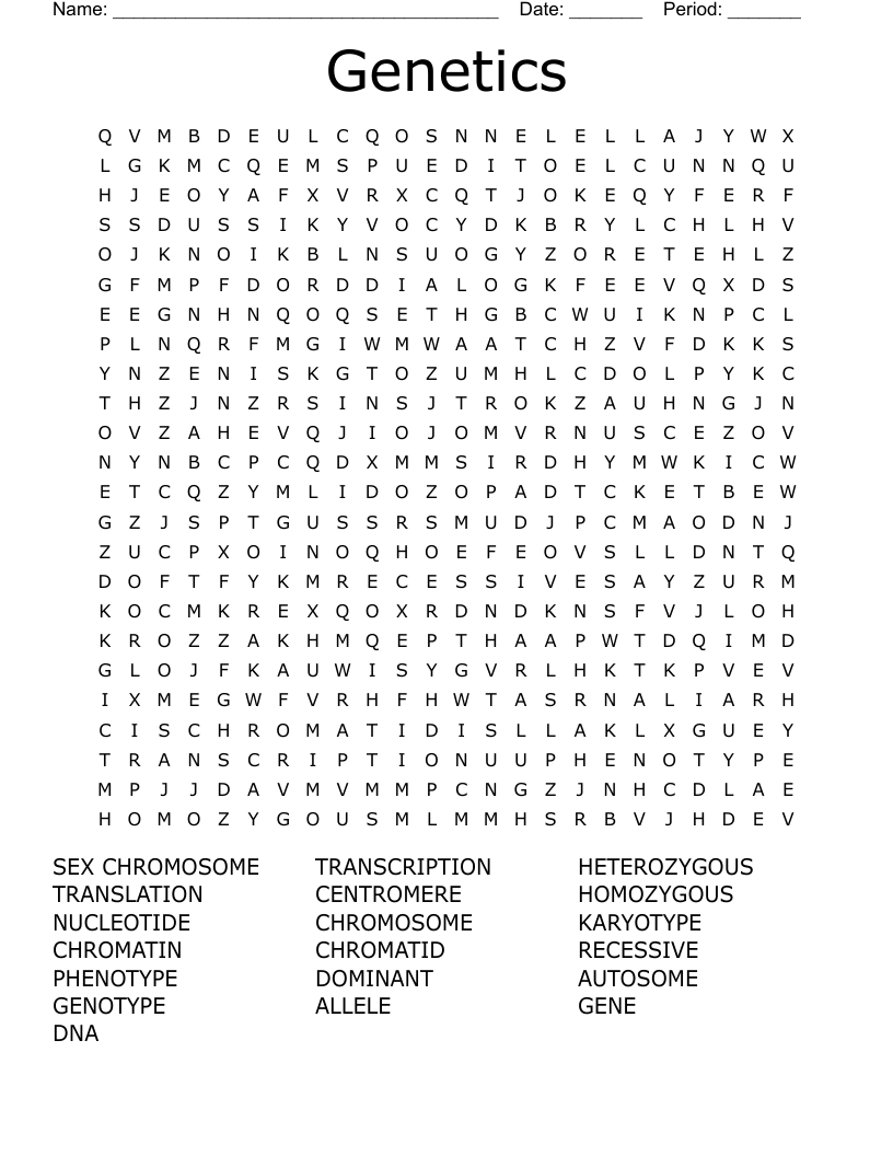 Genetics Word Search