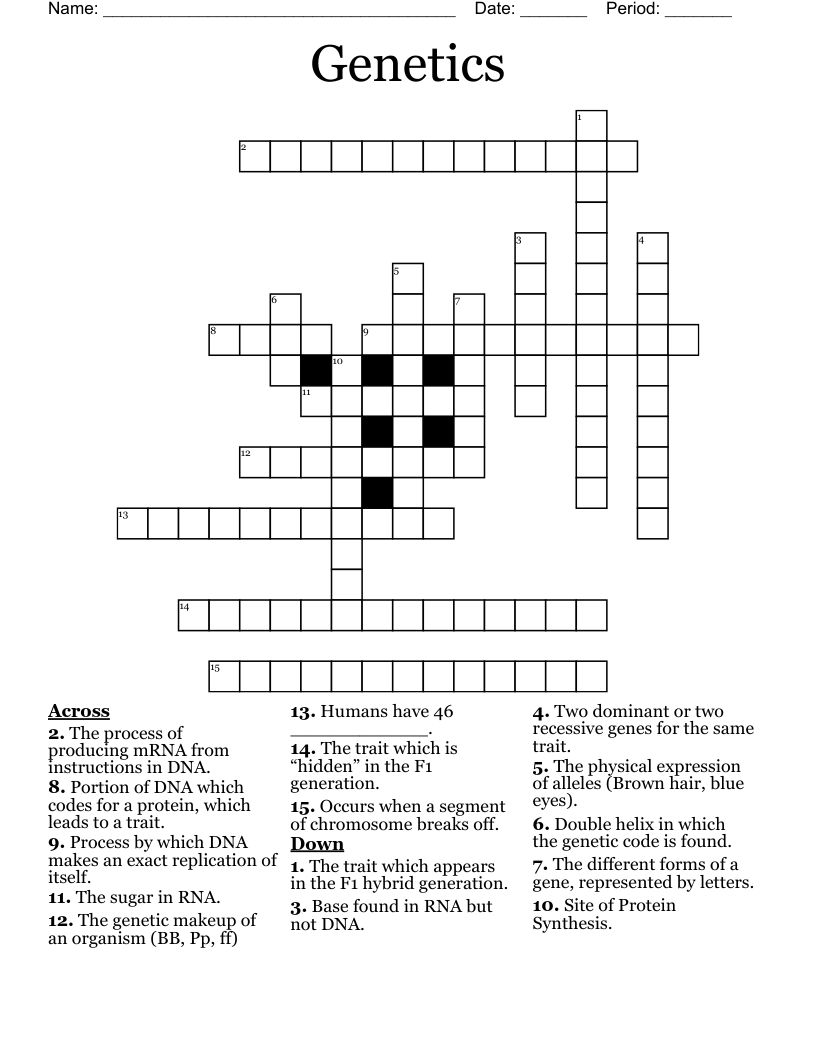 Genetics Crossword
