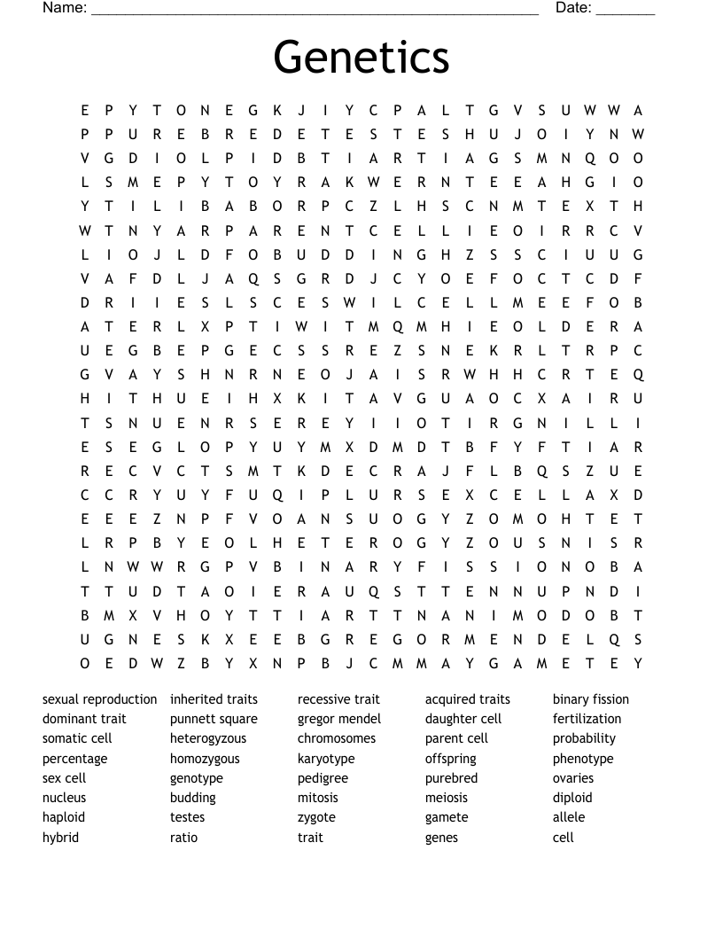 Genetics Word Search