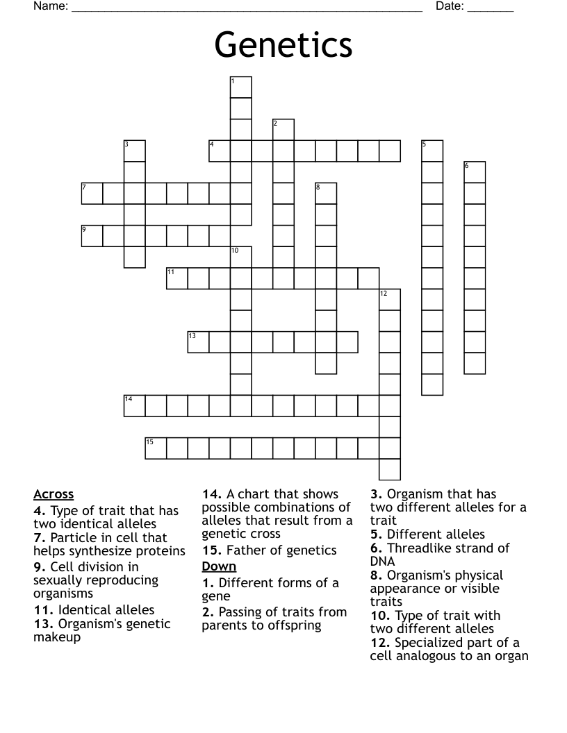 Genetics Crossword
