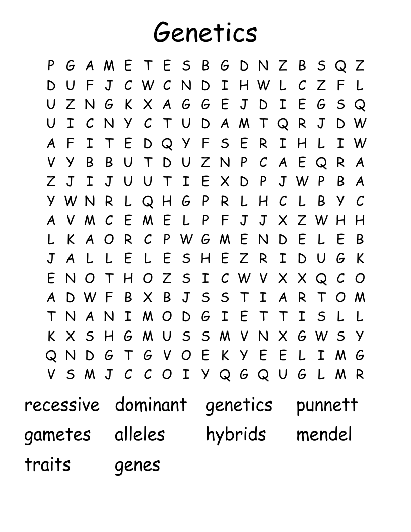 Genetics Word Search
