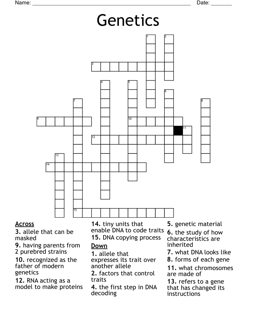 Genetics Crossword