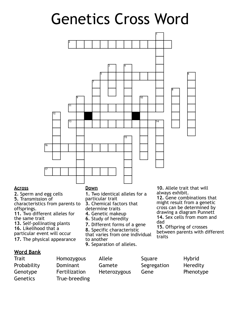 Genetics Cross Word