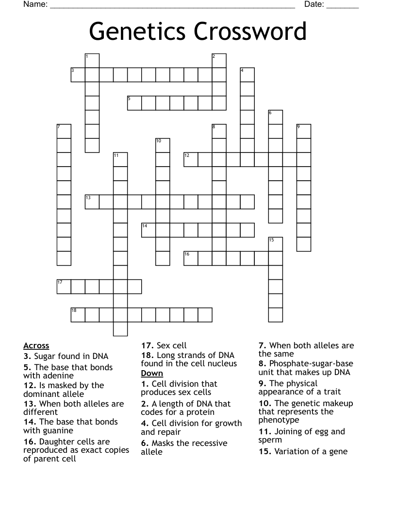 Genetics Crossword