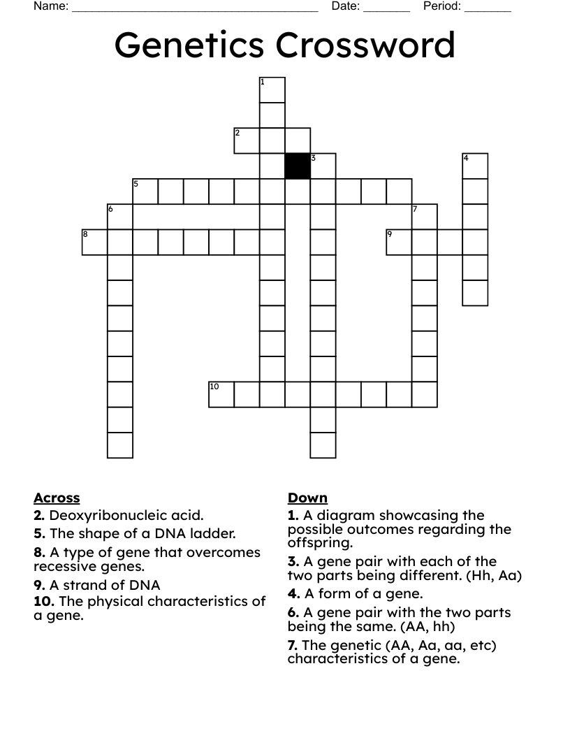 Genetics Crossword
