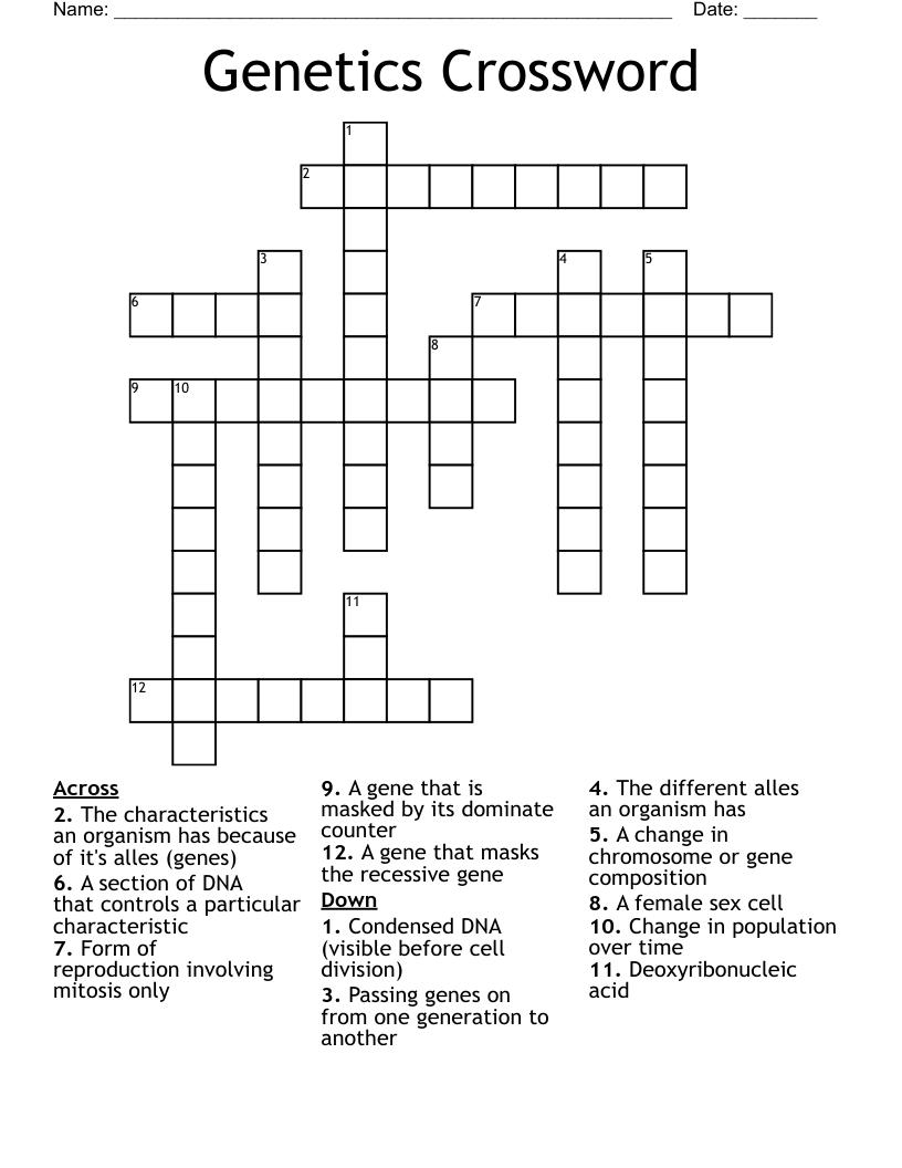 Genetics Crossword