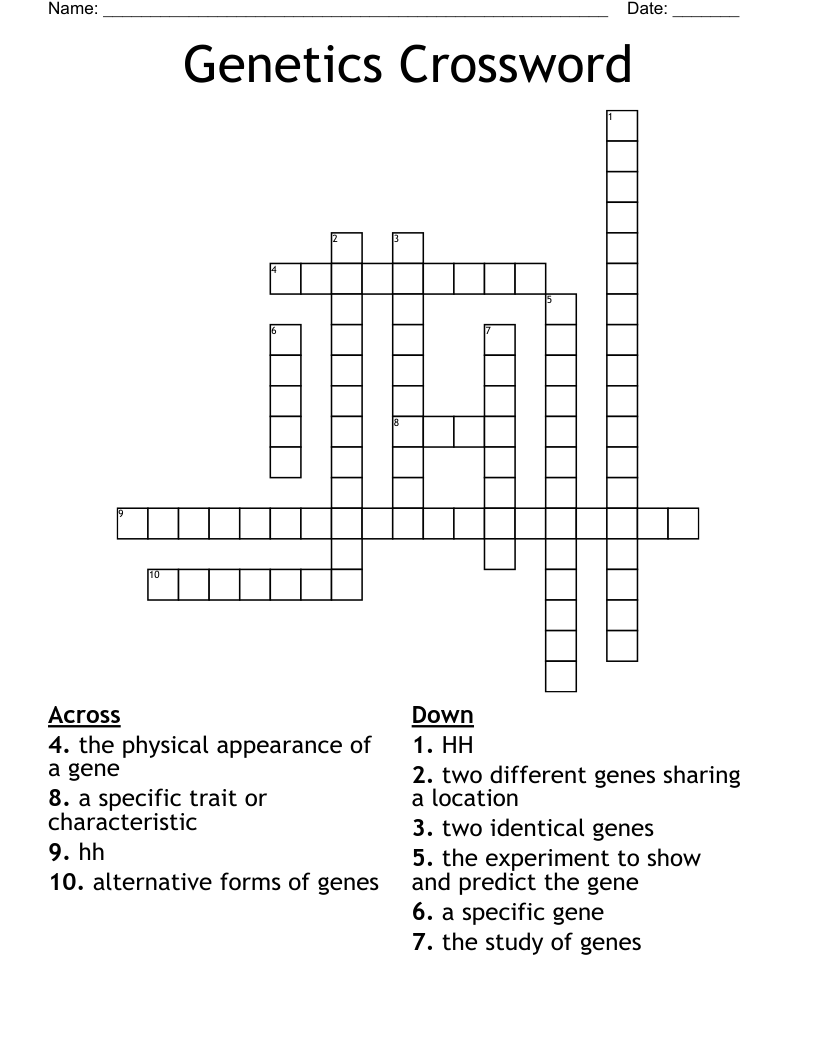 Genetics Crossword
