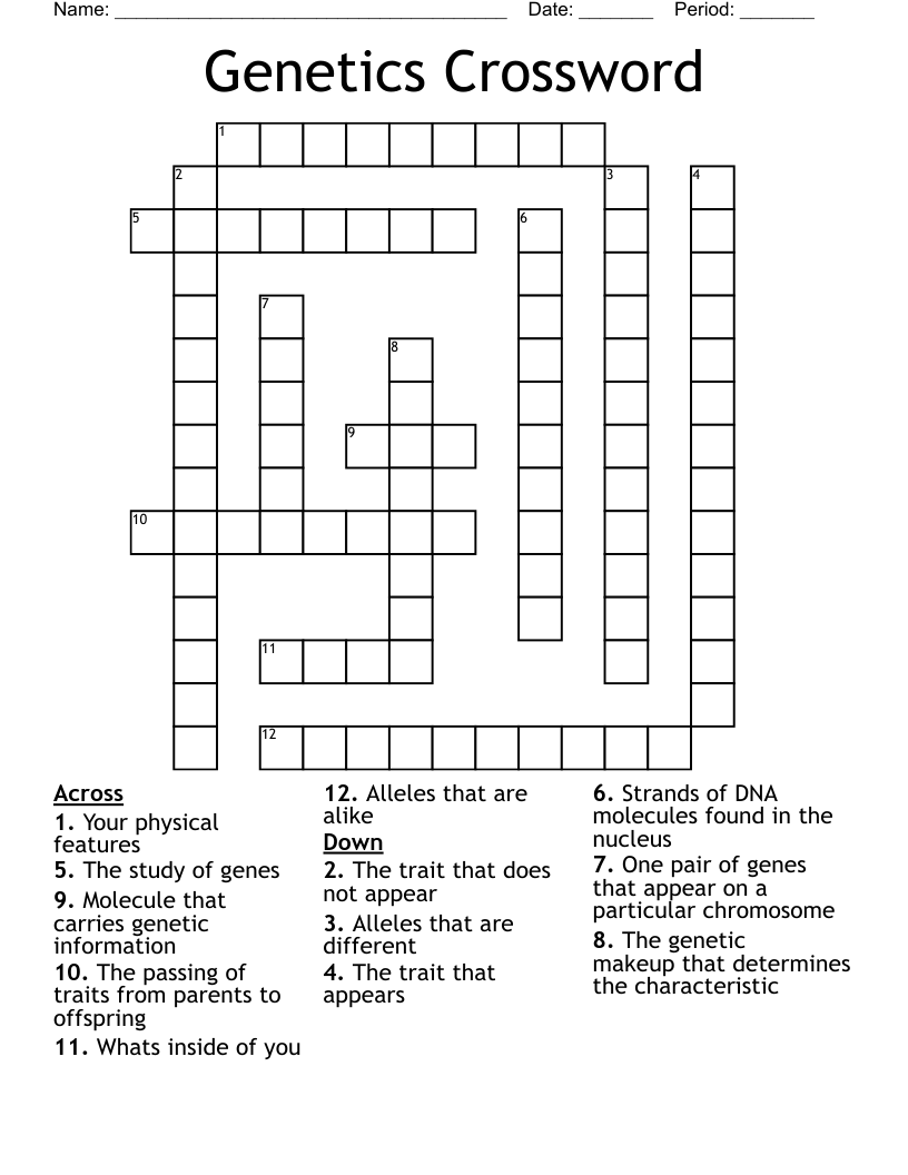 Genetics Crossword