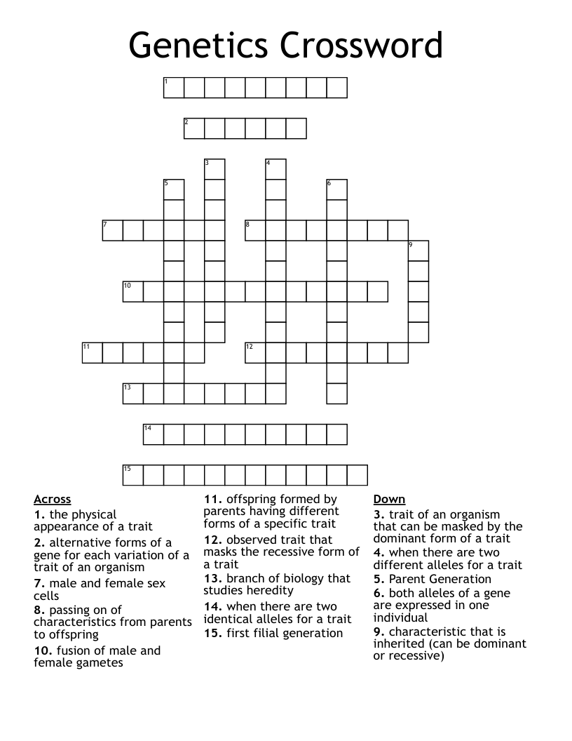 Genetics Crossword
