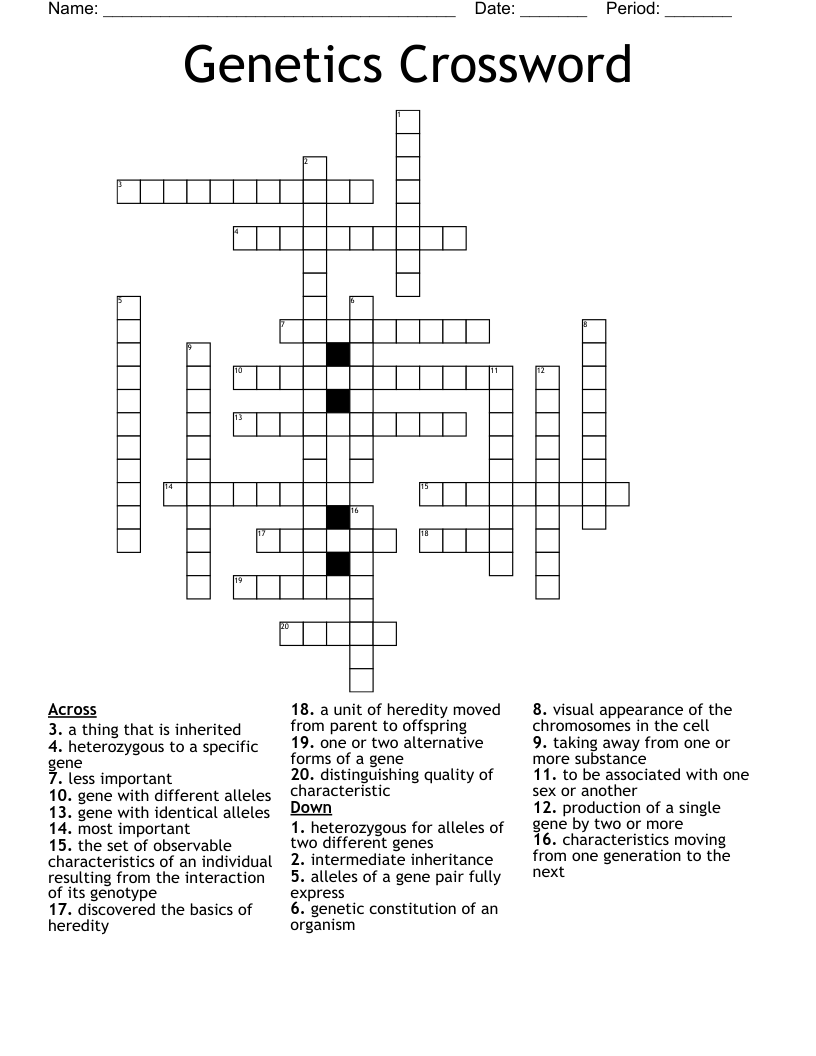 Genetics Crossword