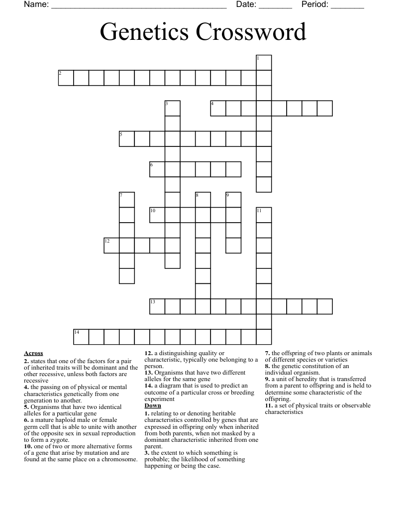 Genetics Crossword