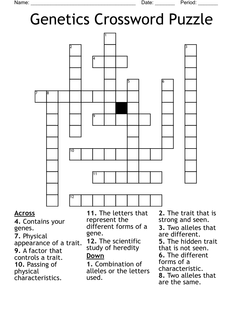 Genetics Crossword Puzzle