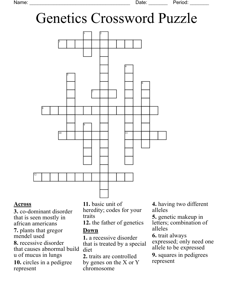 Genetics Crossword Puzzle