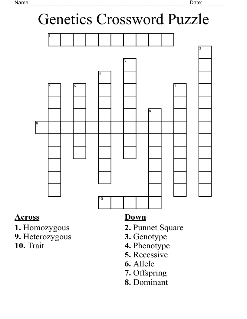 Genetics Crossword Puzzle