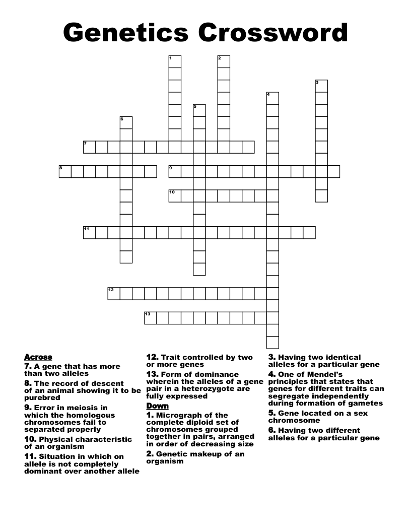 Genetics Crossword 