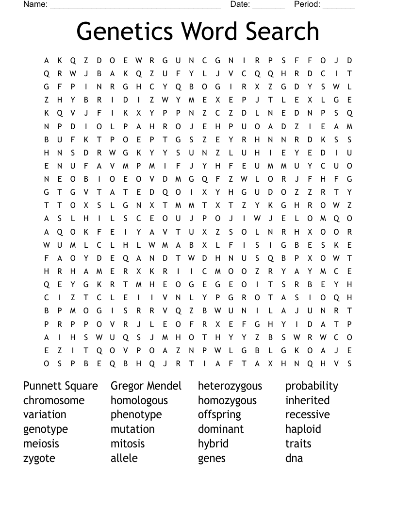 Genetics Word Search