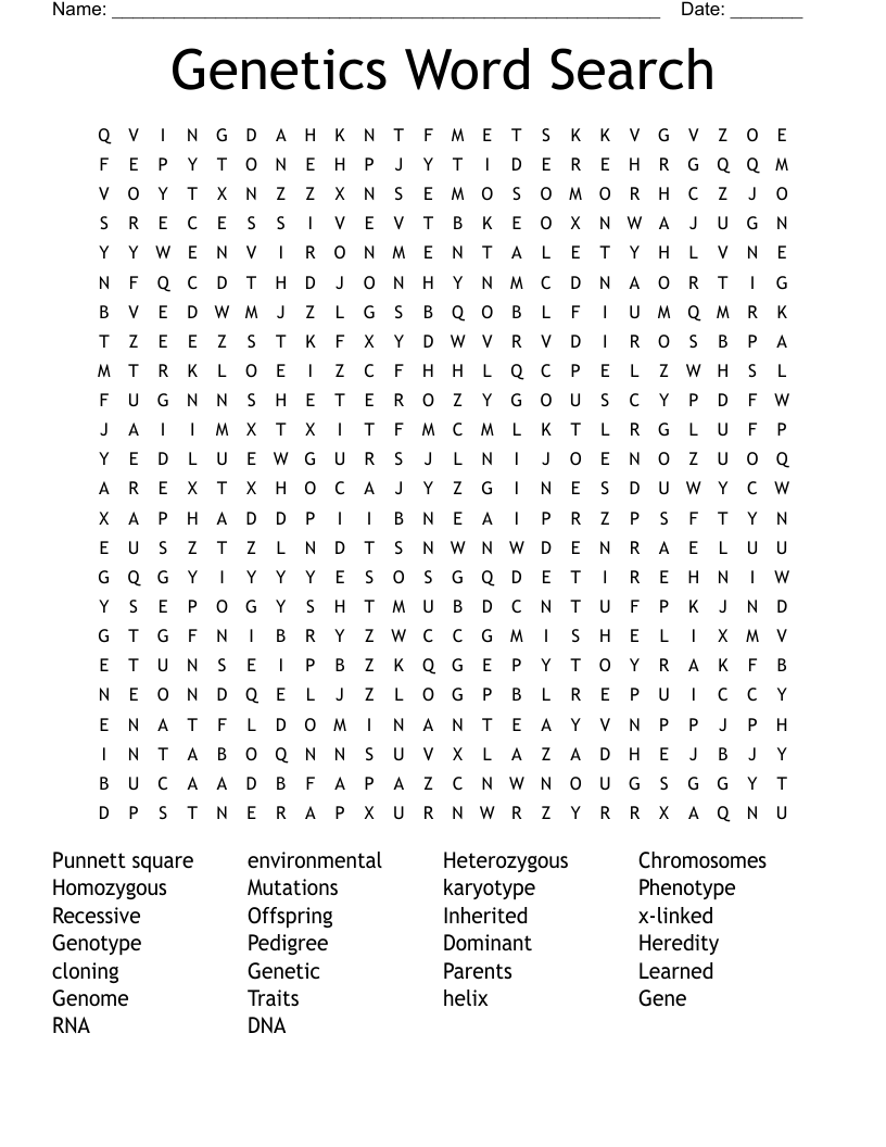 Genetics Word Search