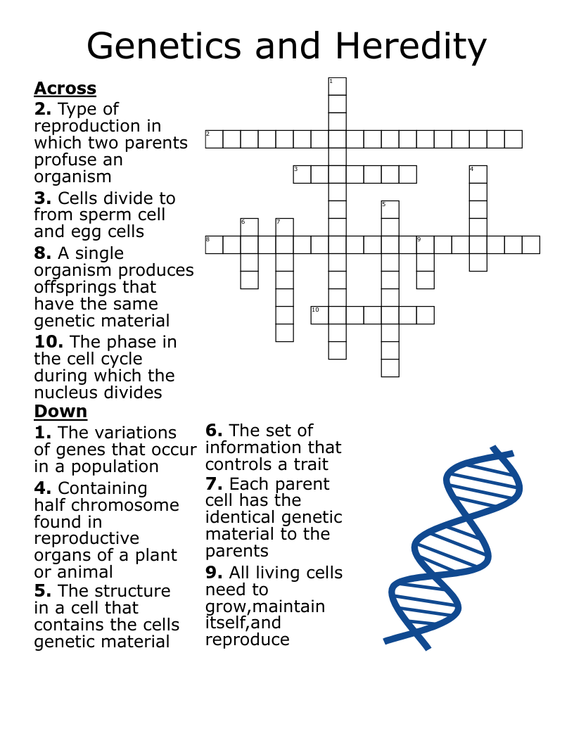 Genetics and Heredity Crossword