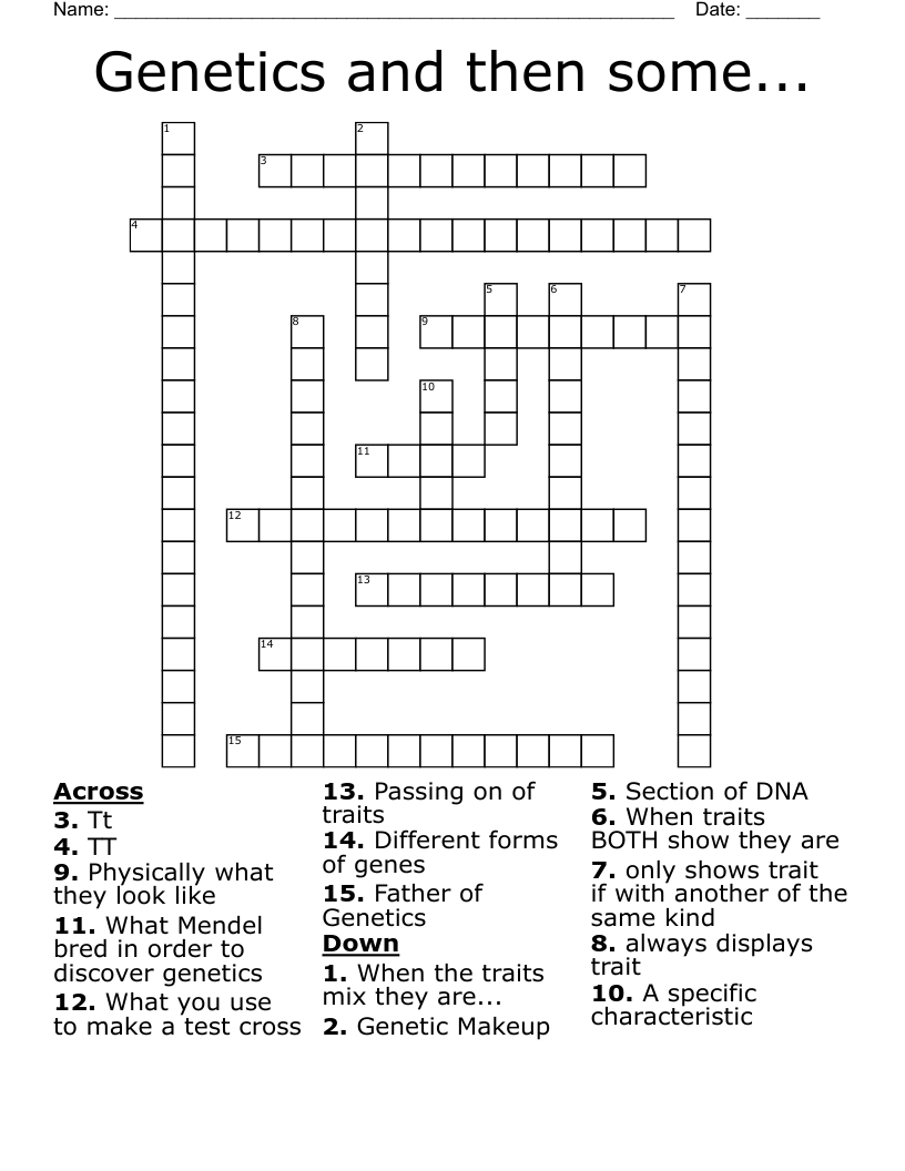 Genetics and then some... Crossword