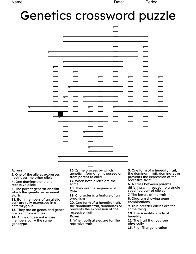 Genetics crossword puzzle