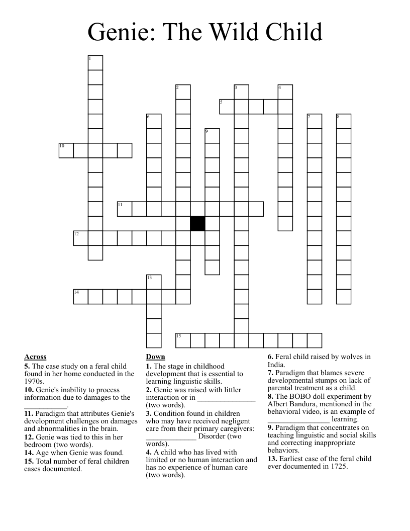 Genie: The Wild Child Crossword