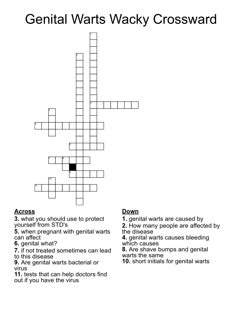 Genital Warts Wacky Crossward Crossword