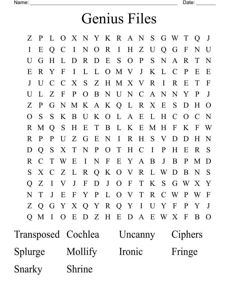 Genius Files Word Search