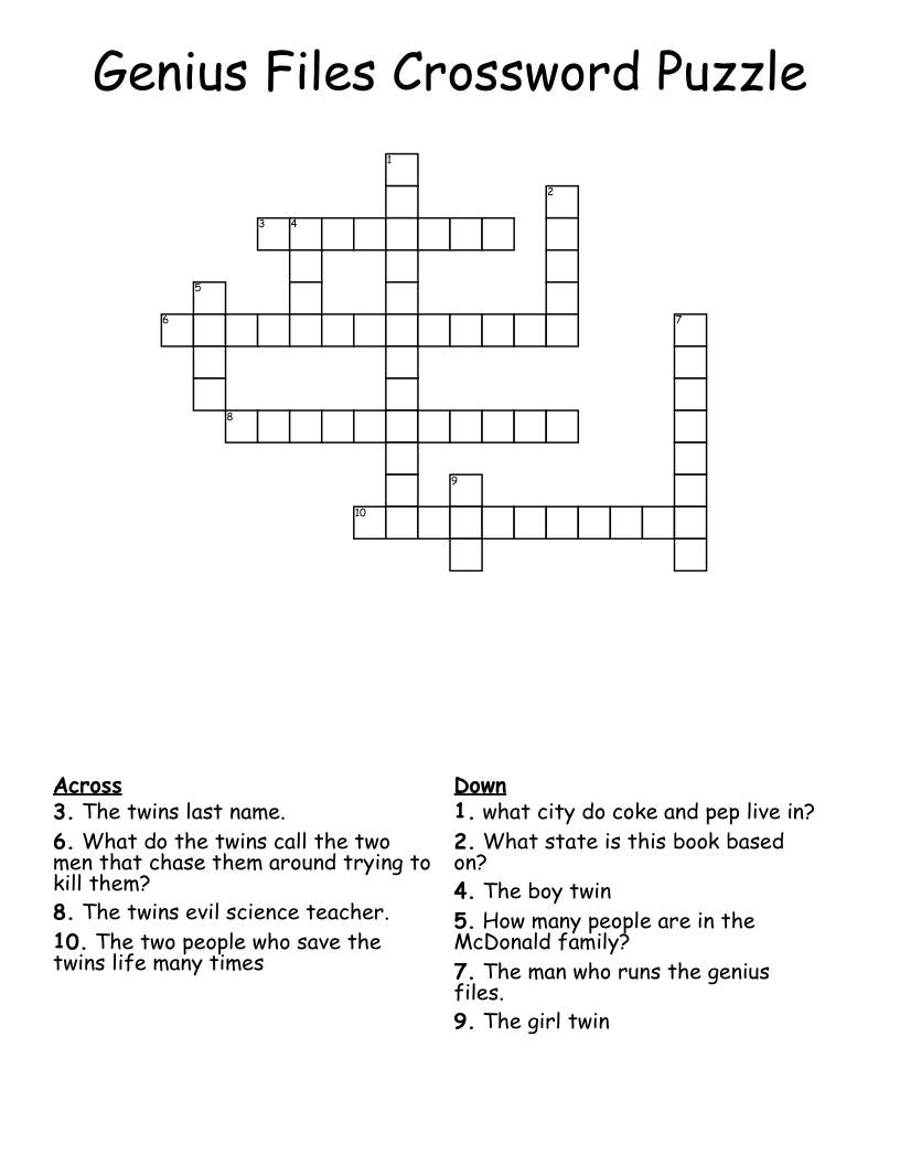 Genius Files Crossword Puzzle