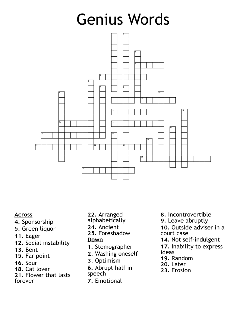 Genius Words Crossword