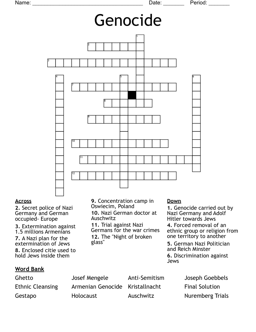 Genocide Crossword