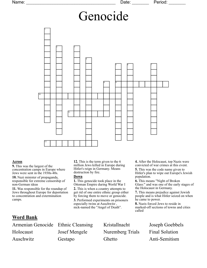 Genocide Crossword