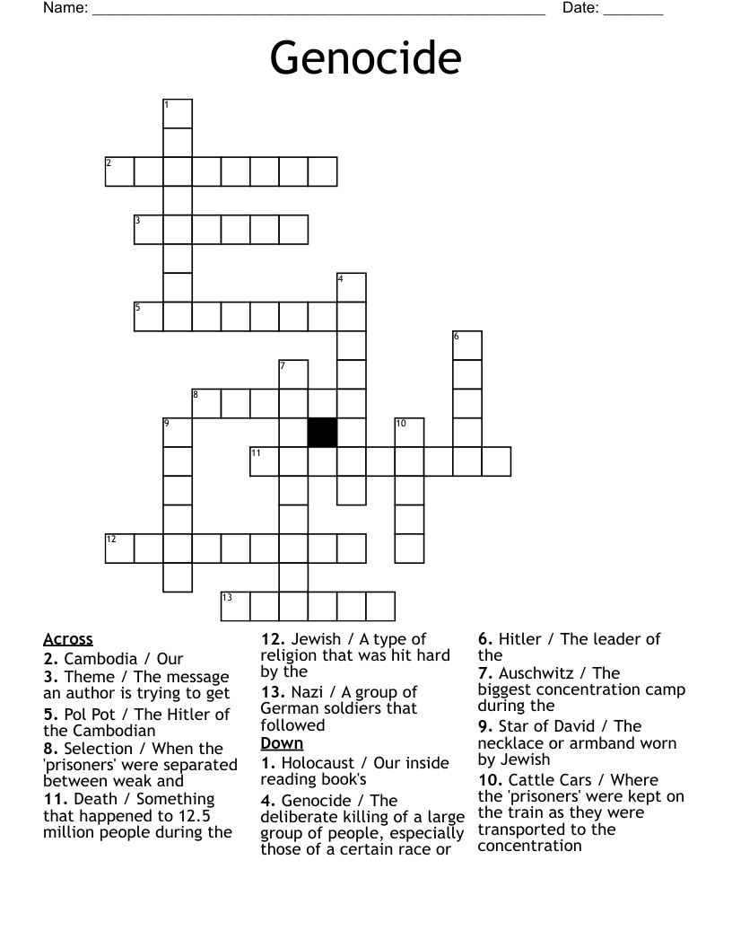 Genocide Crossword