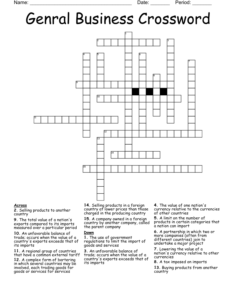 Genral Business Crossword